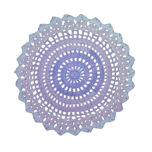 Handmade Purple/Pink Crochet Floral Doily Set Of 2 - Picture 2 of 4